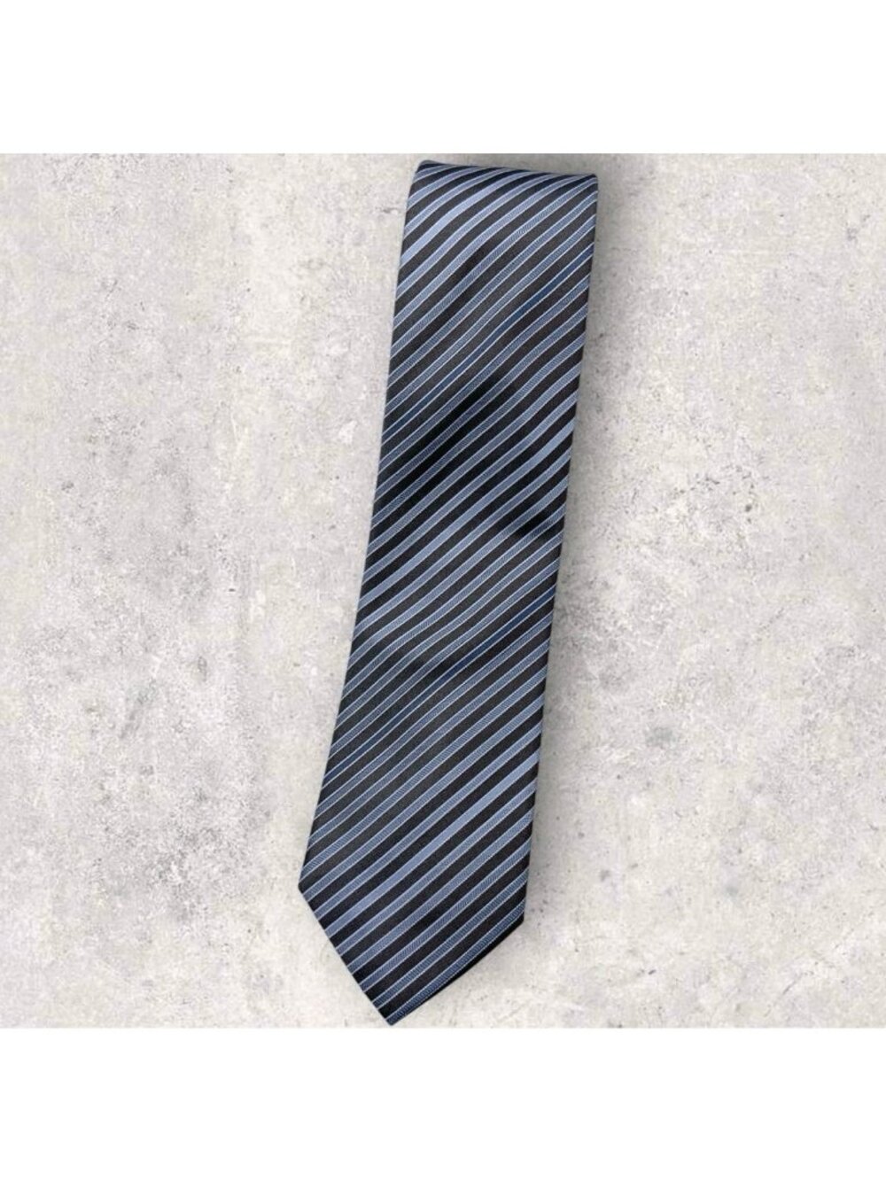 HUGO BOSS Silk Tie ITALY Blue Brown Striped W:3" EUC